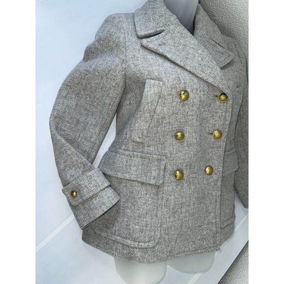 J Crew Sz 4P Majesty Peacoat Wool Blend Stadium Cloth Nello Gori Coat Gray - Picture 7 of 14